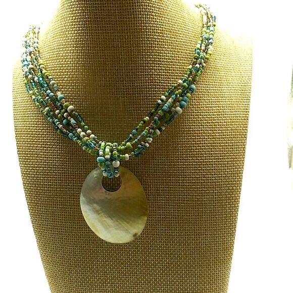 Multi-strand Seed Bead & Shell Necklace - Picture 12 of 16